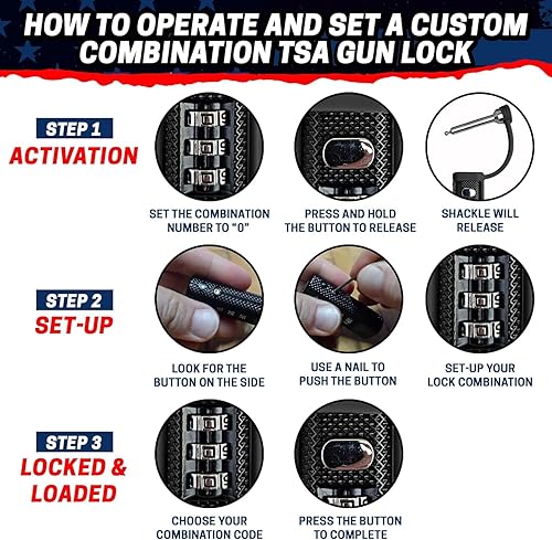 Miniatura 3 de TSA Approved Tactical Gun Case Lock - Protective Rubber Sleeve & Cut-Resistant MonoShaft - Secure Single Shaft Padlock for Guns Luggage Rifles