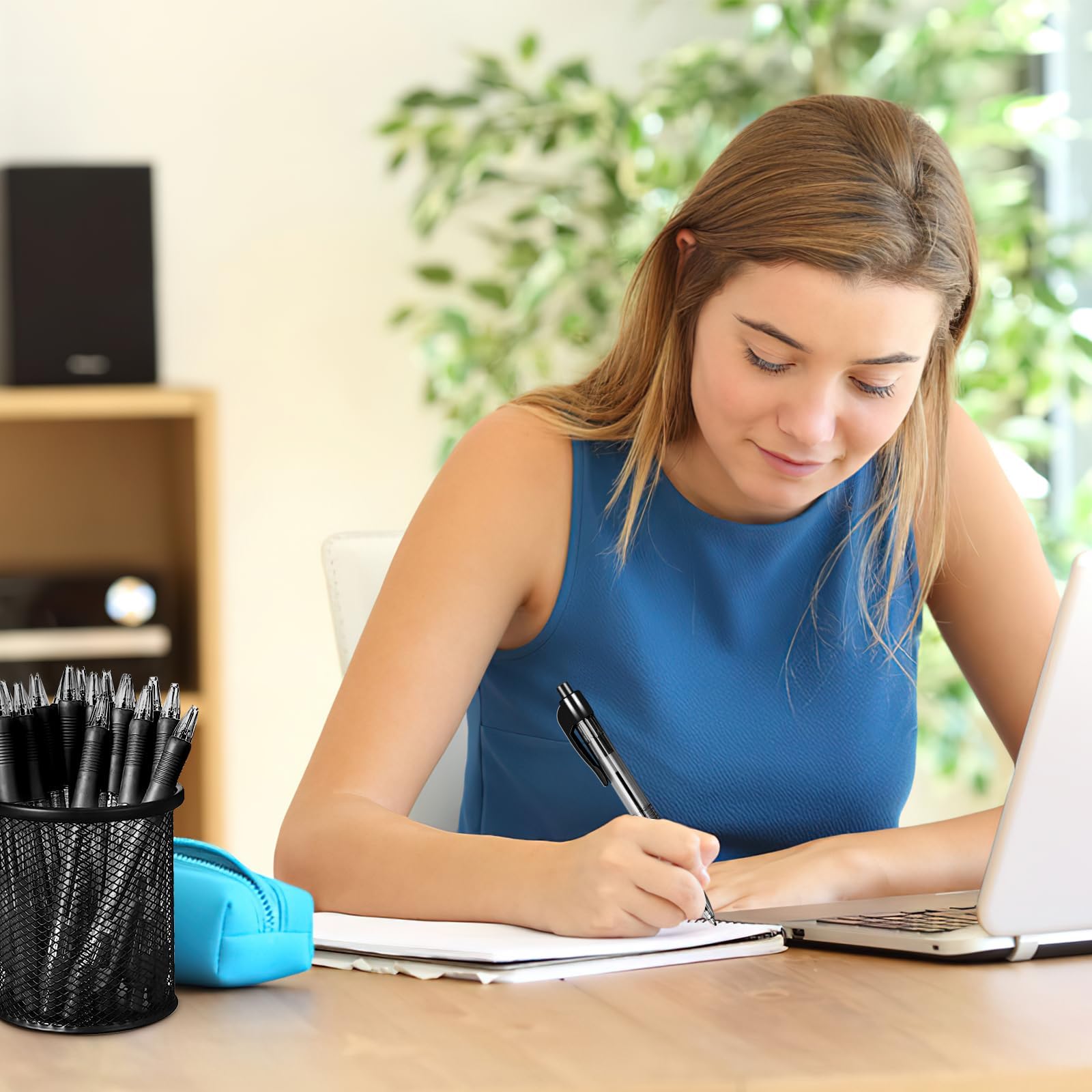 Confezione da 300 penne a sfera retrattili, con impugnature per una scrittura fluida, penne a inchiostro gel per ufficio, scuola, appunti, lezioni, disegno, cancelleria artistica (punta da 1 mm