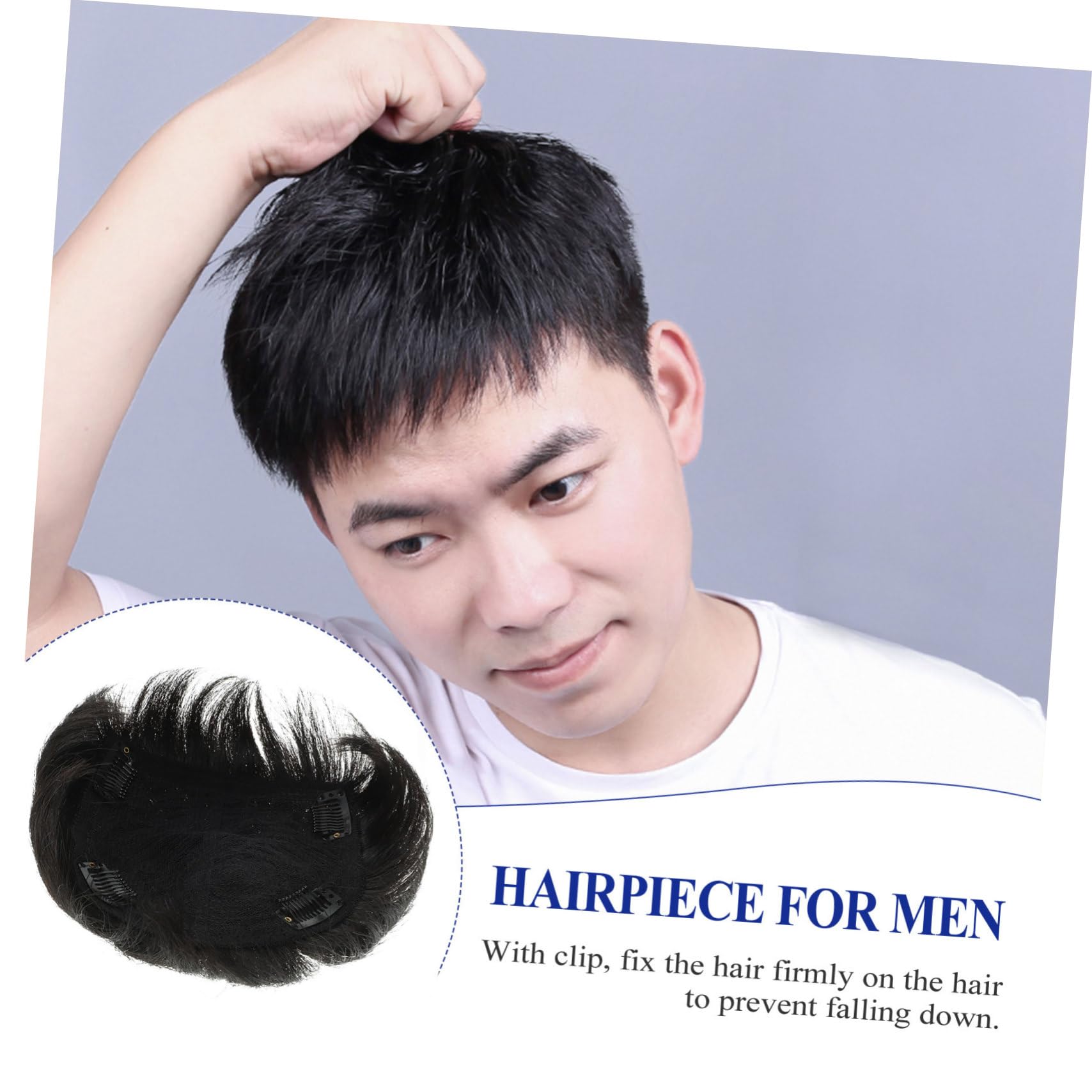 Healeved Parrucca Da Uomo in Umani 2 Pezzi Con Toupet Elegante Parrucca Maschile Calva Di Ricambio