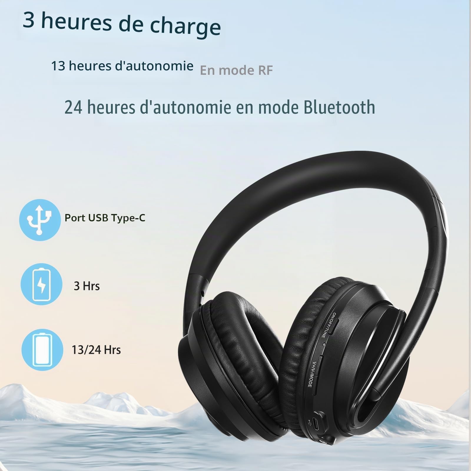 Casque TV sans Fil pour Television avec RF Émetteur avec Bluetooth