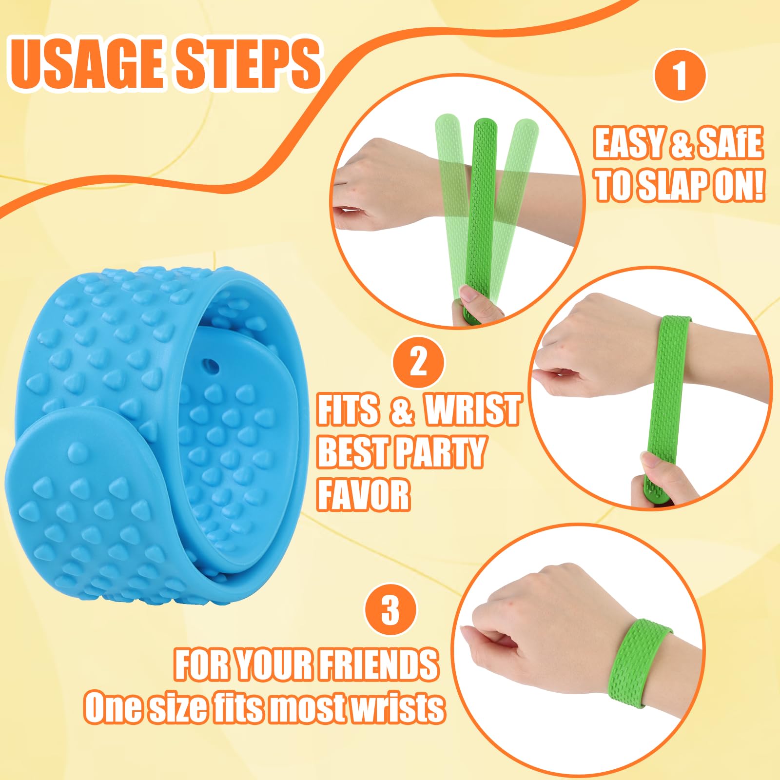 AOOTE Slap Bracelet, 6Pcs Colorful Slap Wrist Bands, Textured Silicone Slaps Bracelets Wristbands - Image 3