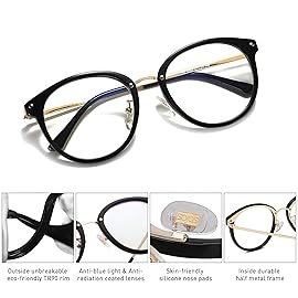SOJOS Retro Round TR90 Blue Light Reading Glasses Womens Mens Readers Computer Glasses Eyewear Frame SJ9001, Black Frame 2.50 x
