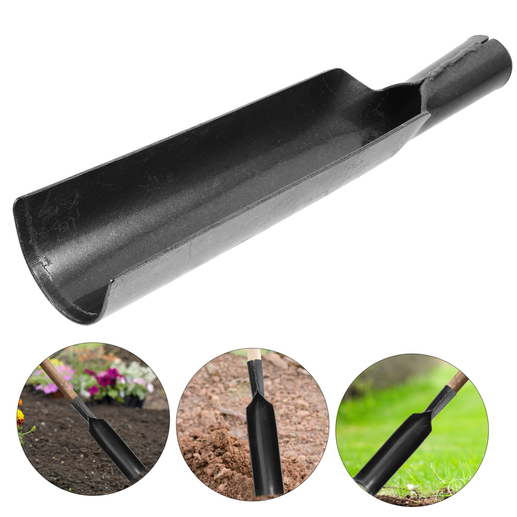Schwere Gartenschaufel aus Manganstahl, Schwarz, mit Griff