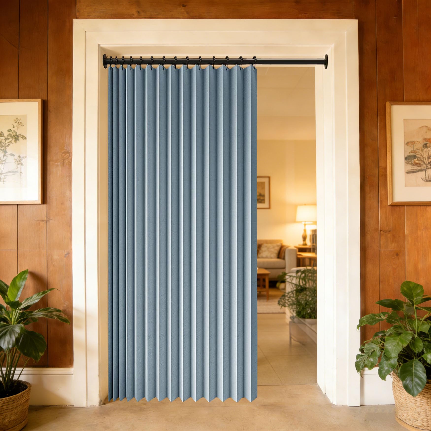 Rideau de porte pliant bleu 138x199 cm étanche pour salon et chambre