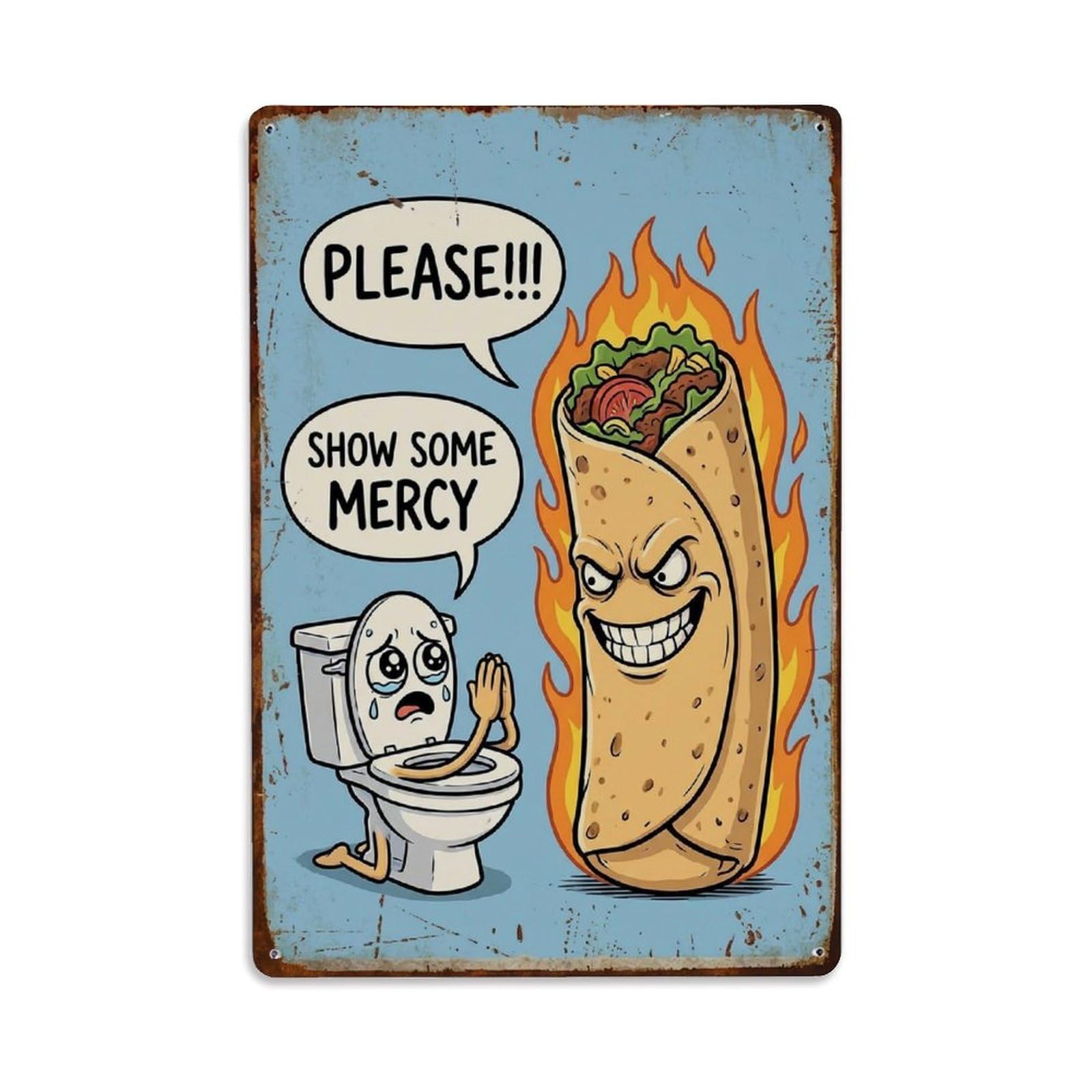 Show Some Mercy Please Funny Vintage Humorous Toilet Metal Tin Sign
