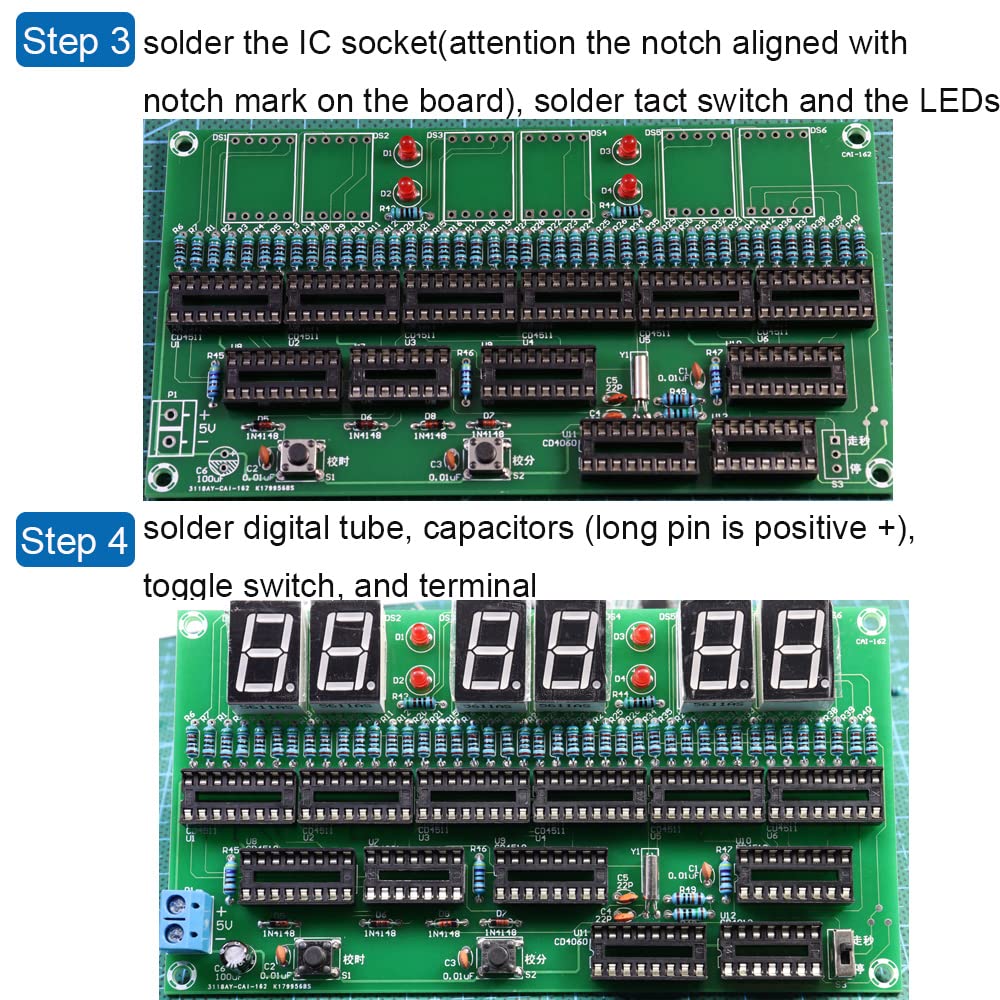 DIY Elektronische Uhr kit 6 bit Digital Schaltung Uhr Löten kit Geschicklichkeit Wettbewerb Trainingsmaterialien für Erwachsene