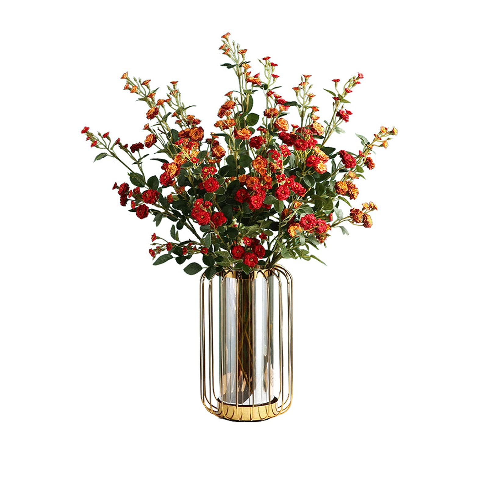 Amazon.co.jp: 造花 屋内 25.59インチ 造花シルクローズブーケ、メタル