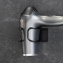 Kegii Hairdryer Holder Wall Mounted, Adhesive&Drilling Hair Dryer Holders for Dressing Table, Hairdryer Stand Storage for Bathroom, Bedroom, Barbershop, Hair Salon, Black