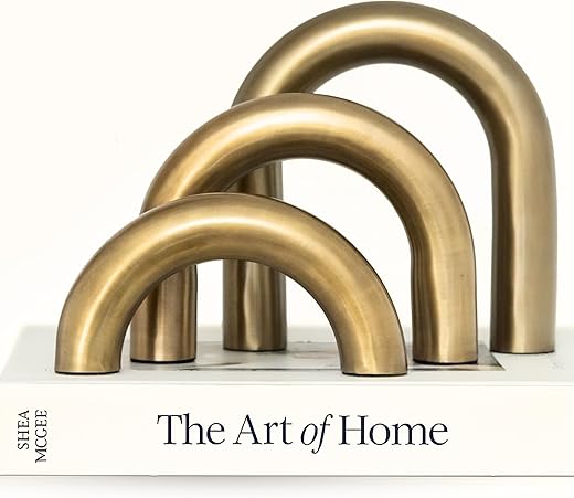 Brass Finish 3-Piece Arch Decor Set for Stylish Home Accents