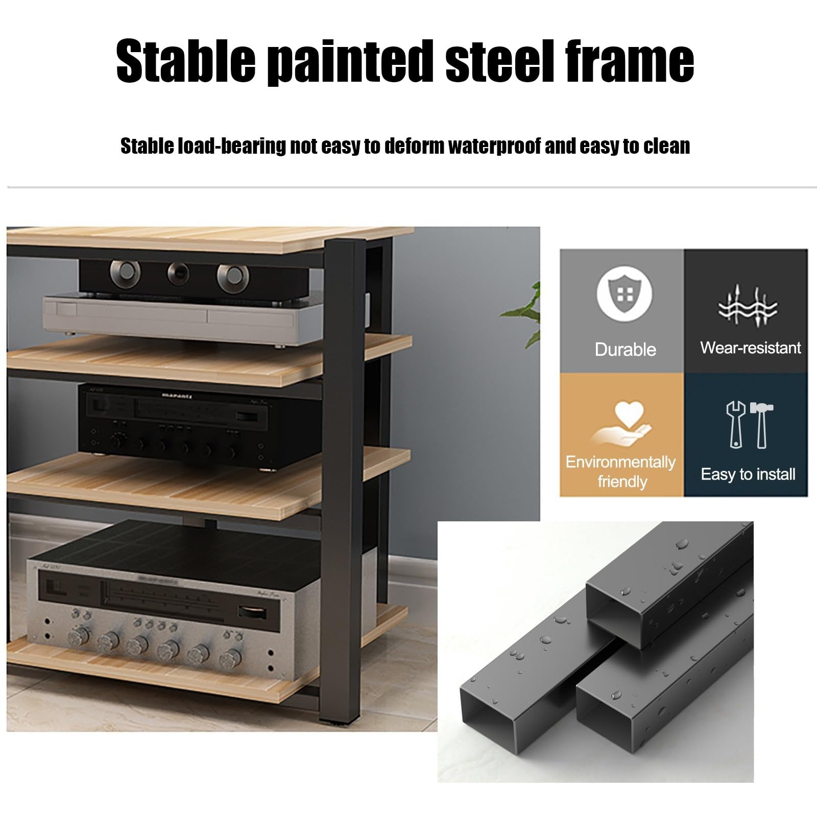 Stojak stereo HiFi, 2, 3 4 półki, regał audio, regał do przechowywania metalu i Mdf, stojaki multimedialne, półka do nagrywania Av i wzmacniaczy sali koncertowej (D,4Tier)