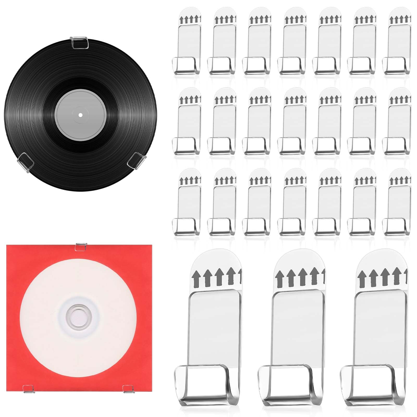 24pcs Vinyl Record Wall Mount Display Shelf, No Drill Clear Vinyl ...