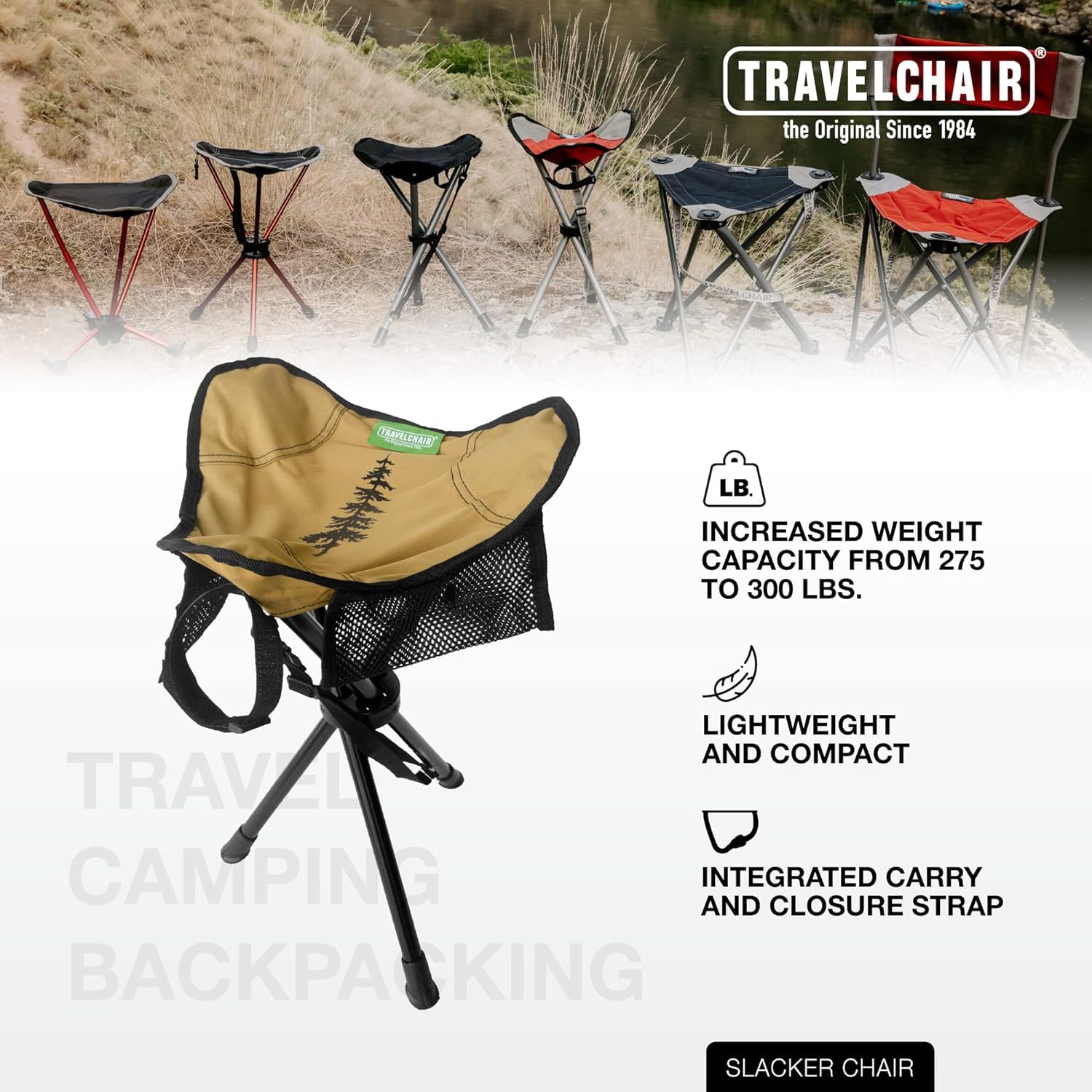 Folding Chair TravelChair Slacker Tripod Stool Ultra Lightweight