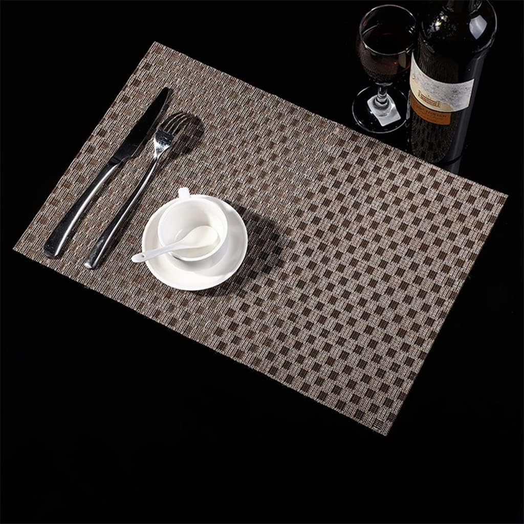 European Placemats Washable PVC Dining Table Set Woven Mat Western Placemat Coaster Non-Slip Mat(D)