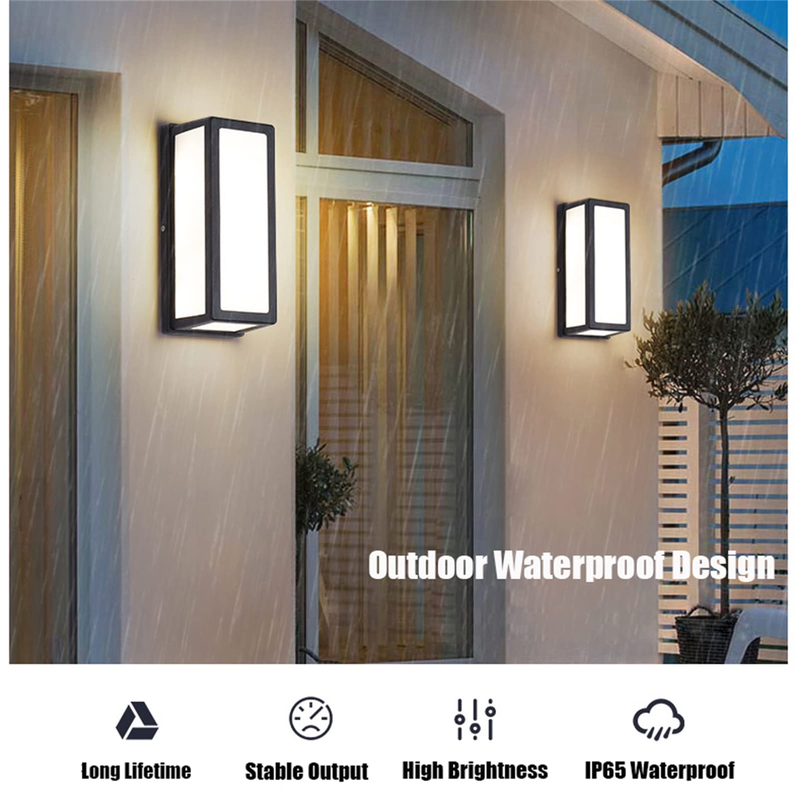 QYYZTQY Black Outdoor Lights with Motion Sensor Garden Lamp Mains Powered Waterproof IP65 Exterior Indoor Sconces 20W Aluminum Outside Wall Spotlights for Terrace Balcony (Cool White 6000K)