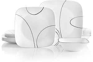 Corelle 18-Piece Service for 6 Triple Layer Glass Dinnerware Set, Chip Resistant,...