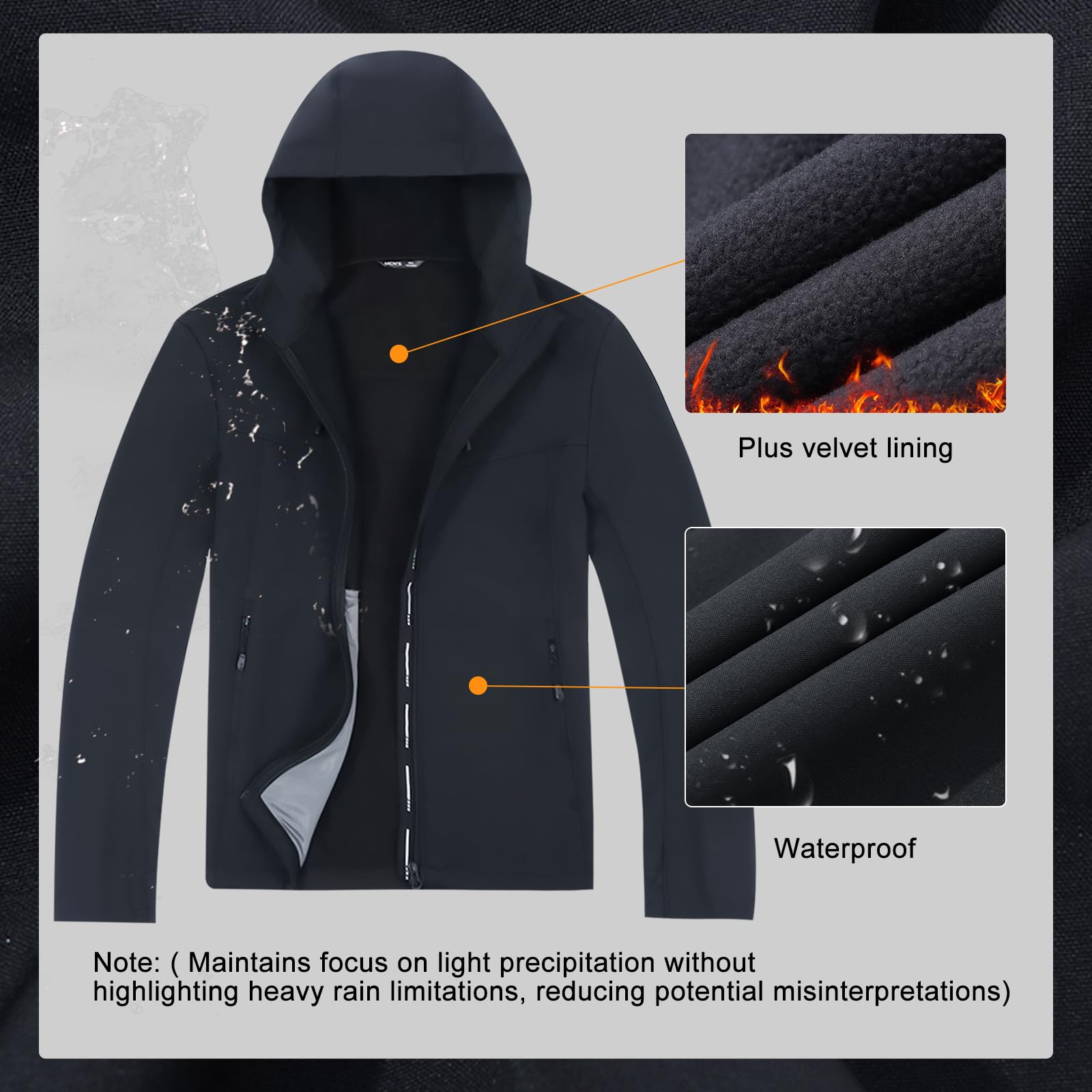 SUKUTU Chaqueta impermeable para hombre para actividades al aire libre abrigo polar chaqueta cálida transpirable y cortavientos para viajar y hacer senderismo