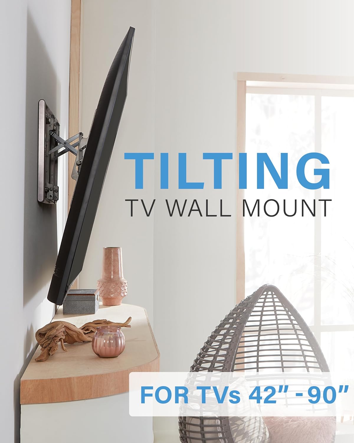SANUS Tilting TV Wall Mount for 42" to 90" TVs - Low Profile & Universal Design - Fight Screen Glare - Easy 3-Step DIY - Image 2