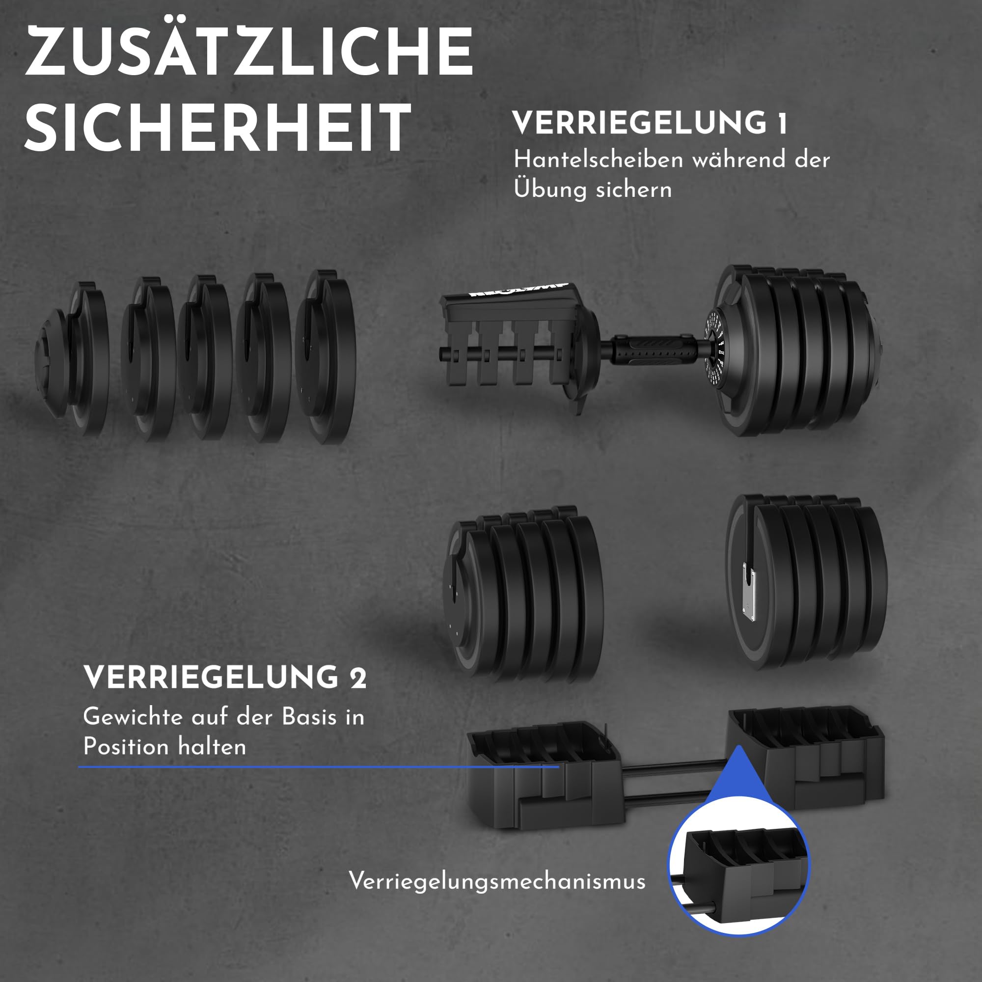NEOLYMP Kurzhantel verstellbar (2-40 kg mit 16 Gewichtsstufen) platzsparendes Dumbbell Set - Hanteln Set verstellbar für Männer & Frauen - Gewichte Kurzhanteln