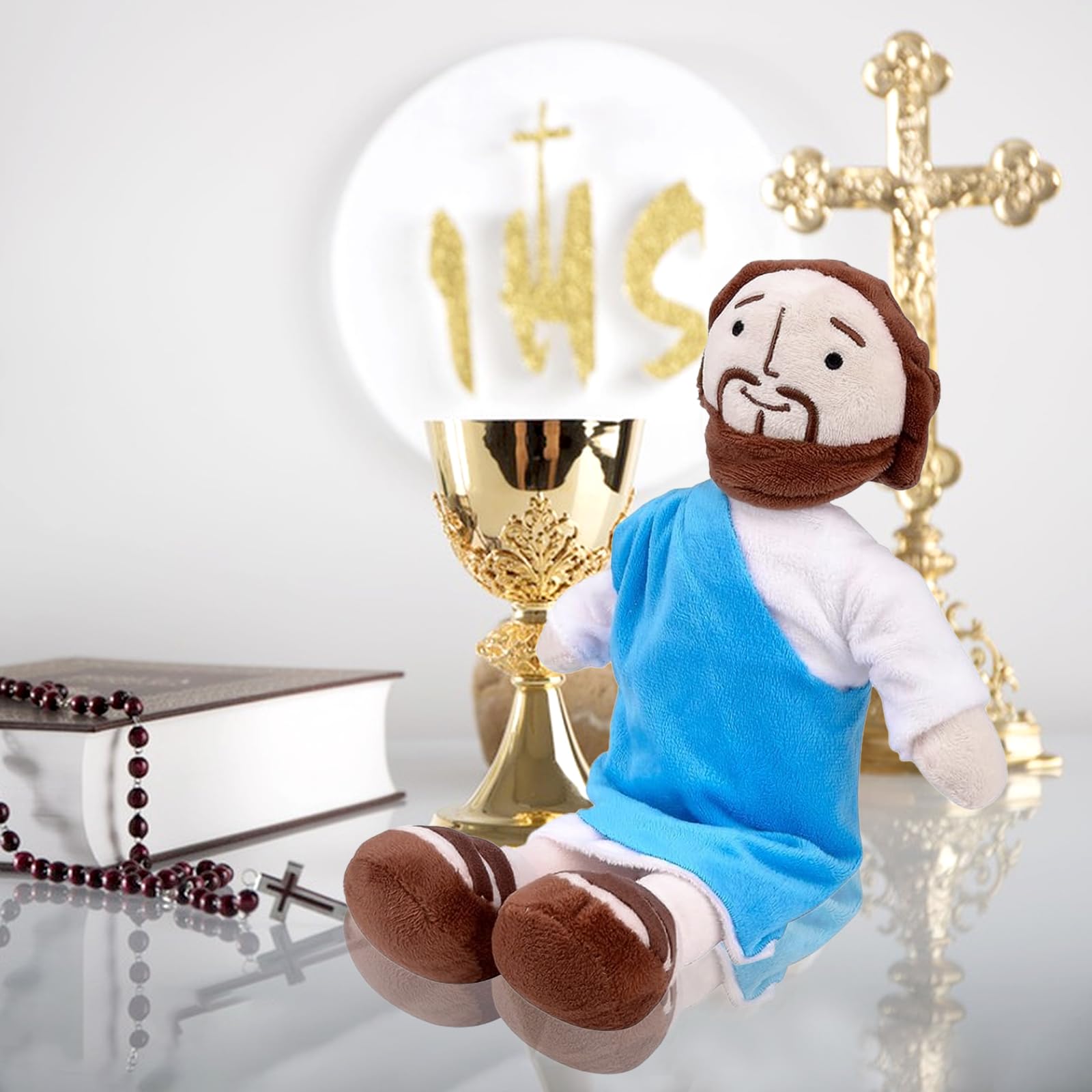 Peluche Gesù 32 Cm - Bambola Morbida E Sorridente Con Tunica, Giocattolo Religioso Per Bambini, Regalo Per Battesimo E Prima Comunione
