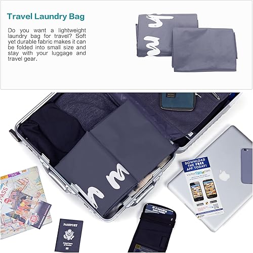 Vista 18 de HOMEST - Bolsa de lavandería con correa para viaje, bolsa de almacenamiento grande antidesgarro con cordón ajustable, lavable a máquina, nailon