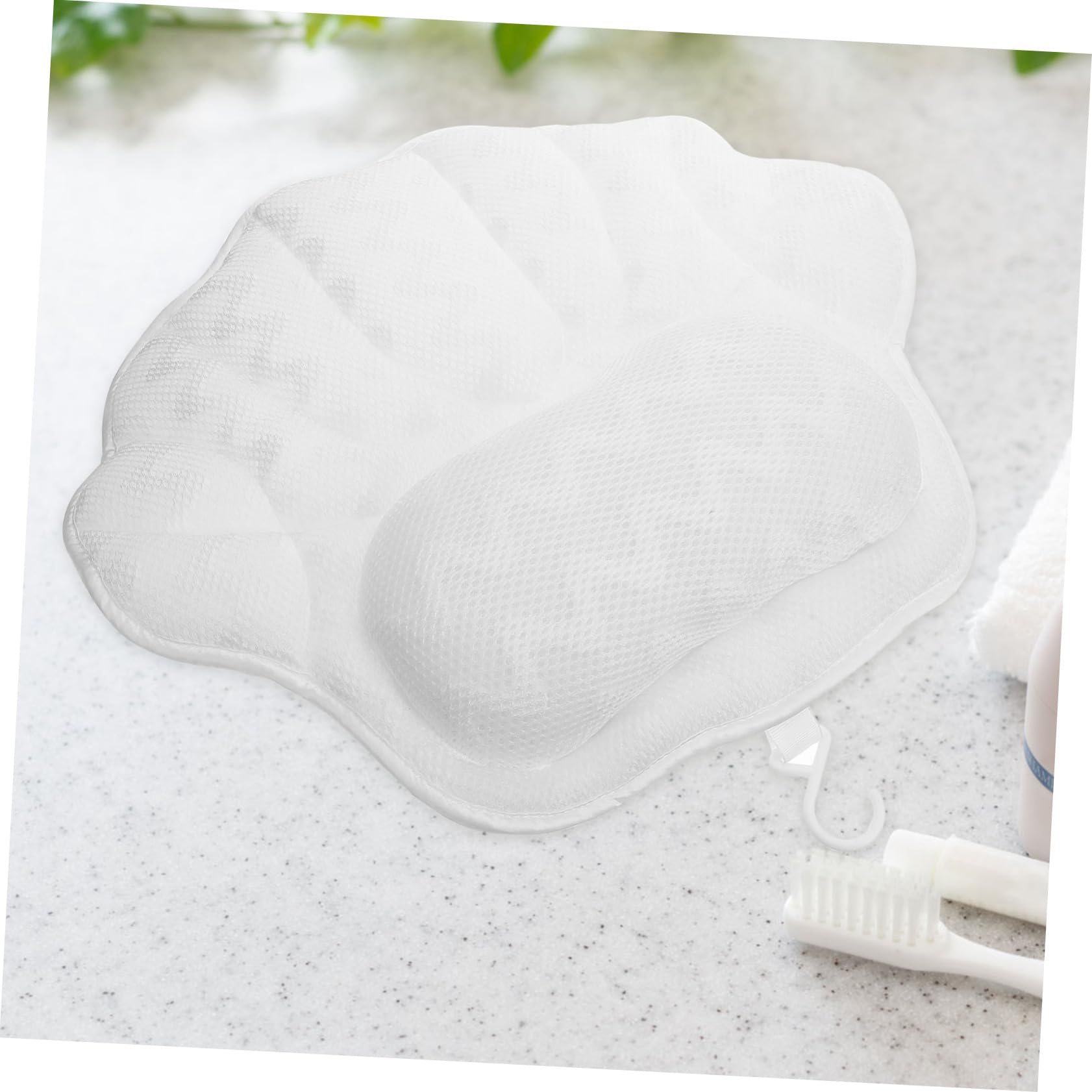 Cuscino da Vasca da Bagno Bianco con Ventosa, Spugna e Cotone