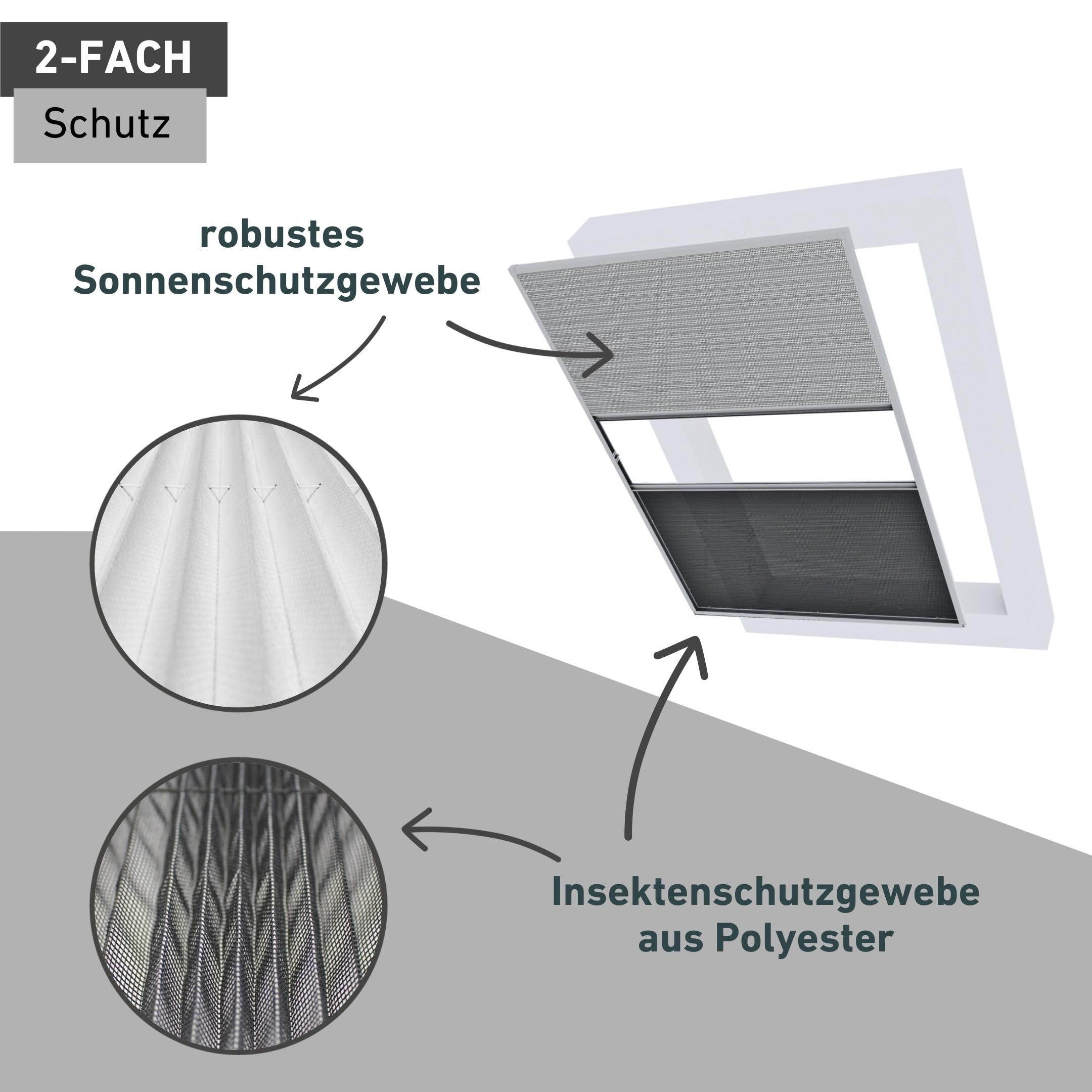 Windhager Insektenschutz‑Plissee für Dachfenster EXPERT - weiß - 110 x 160 cm - Fliegengitter Dachfenster, Mückenschutz, Insektenschutzgitter, Fliegenschutz, Mückengitter, Sonnenschutz - 04335