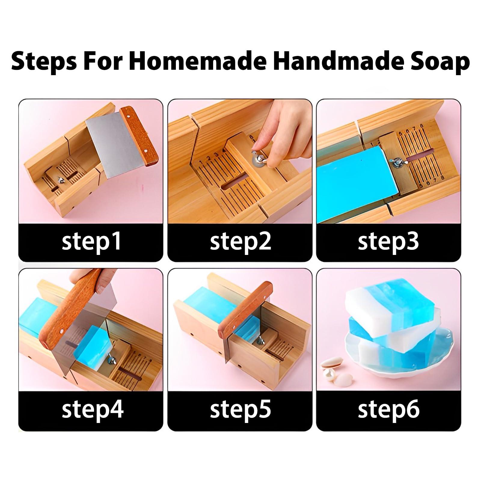 RETON 8 sztuk narzędzi do cięcia mydła, 1 x forma do wycinania, 1 x prostokątna silikonowa forma do bochenek z drewnianym pudełkiem i pokrywką, 2 x nóż do ciasta, 2 x forma do mydła