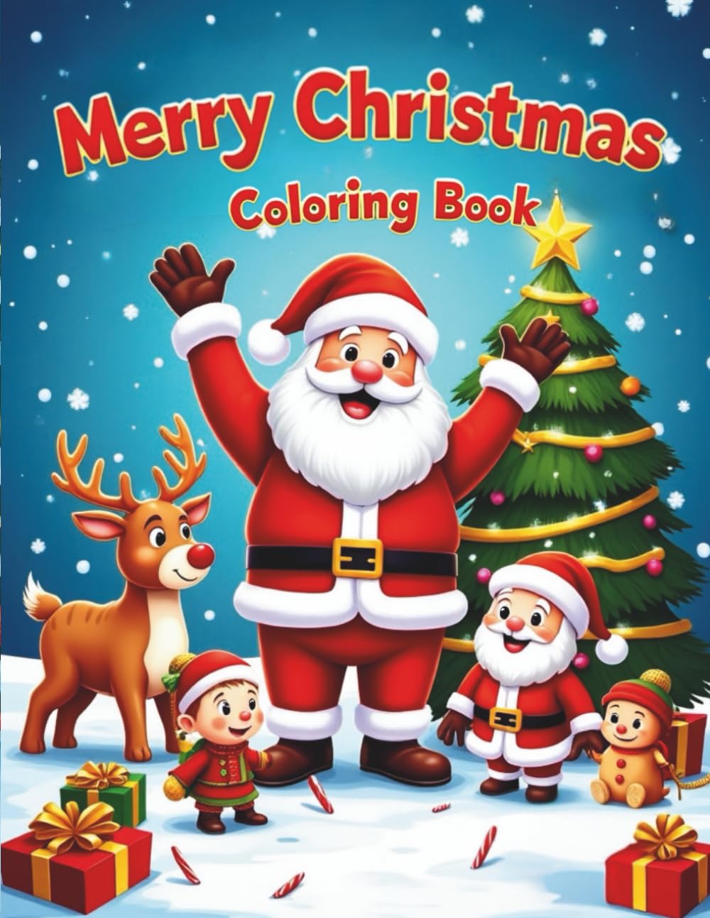 Merry Christmas Coloring book for Kids: Festive Holiday Coloring Book with Santa, Elves, Snowmen, and Reindeer for Children Ages 3–8
