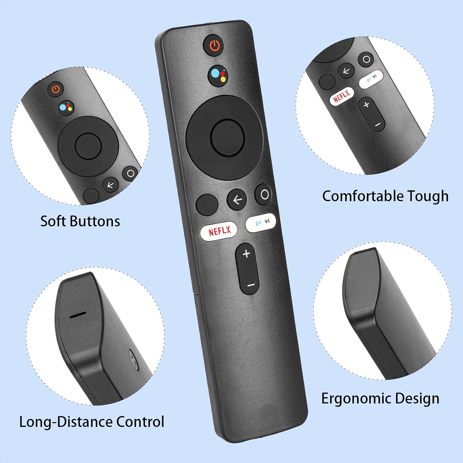 XMRM-006 Voice Remote Control Compatible with Xiaomi MI TV Stick Box S/4S/4K MDZ-22-AB MDZ-24-AA Replacement Controller with Netflix & PrimeVideo Buttons with Batteries