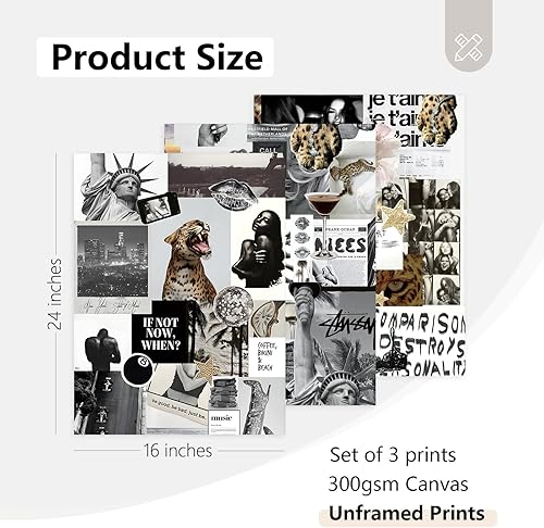 Miniatura 2 de Tocliky Arte de pared de moda de Nueva York, pósteres estéticos de moda de Nueva York, arte de pared de leopardo blanco y negro, imágenes de