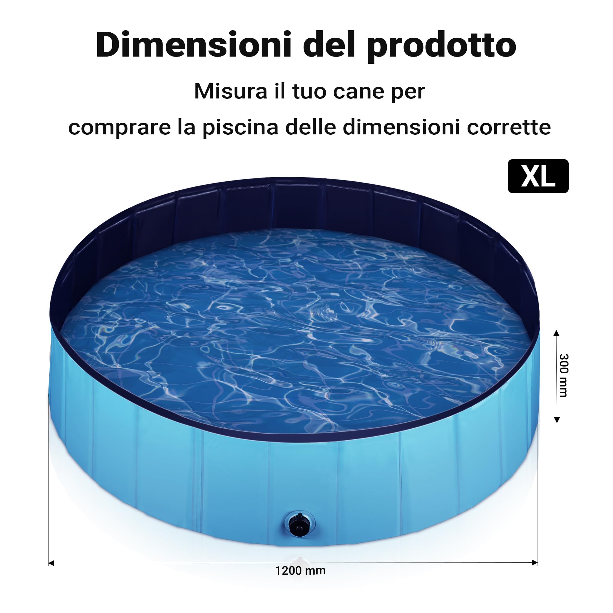 Fudajo Piscina per cani 120 x 30 cm, antiscivolo, piscina pieghevole per cani in PVC, portatile, con bordi rinforzati