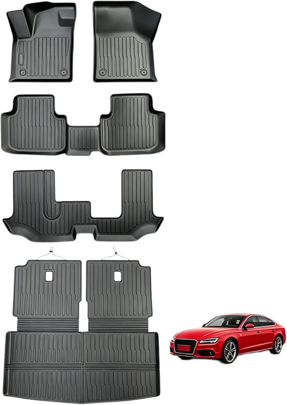 Kit de Tapetes e Forro de Porta-Malas em TPE para Volkswagen VW Atlas 2018–2026, Preto, 5 peças