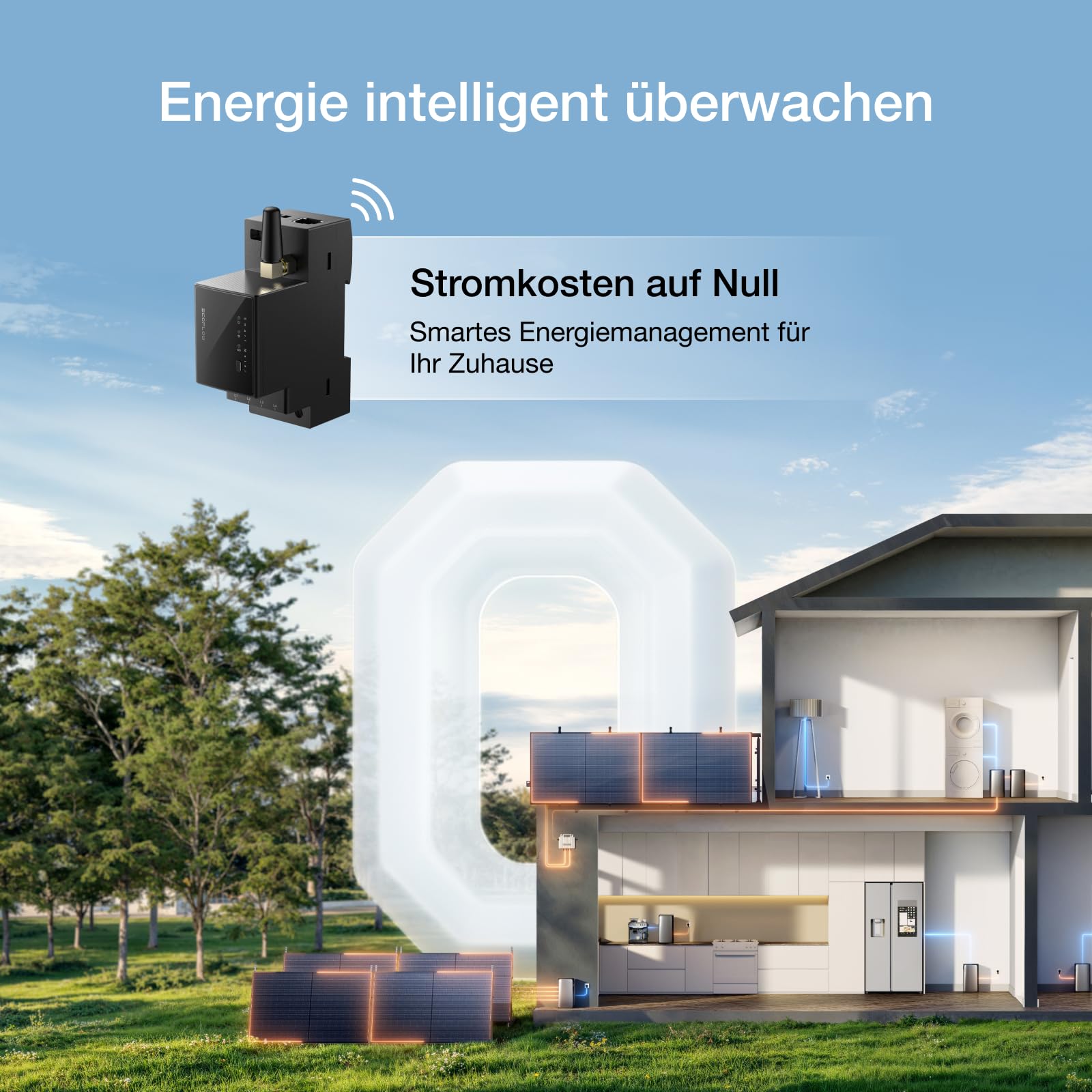 EcoFlow Smarter Stromzähler für Balkonkraftwerk, Intelligente Energieüberwachung, Kompatibel mit STREAM, Plug-&-Play