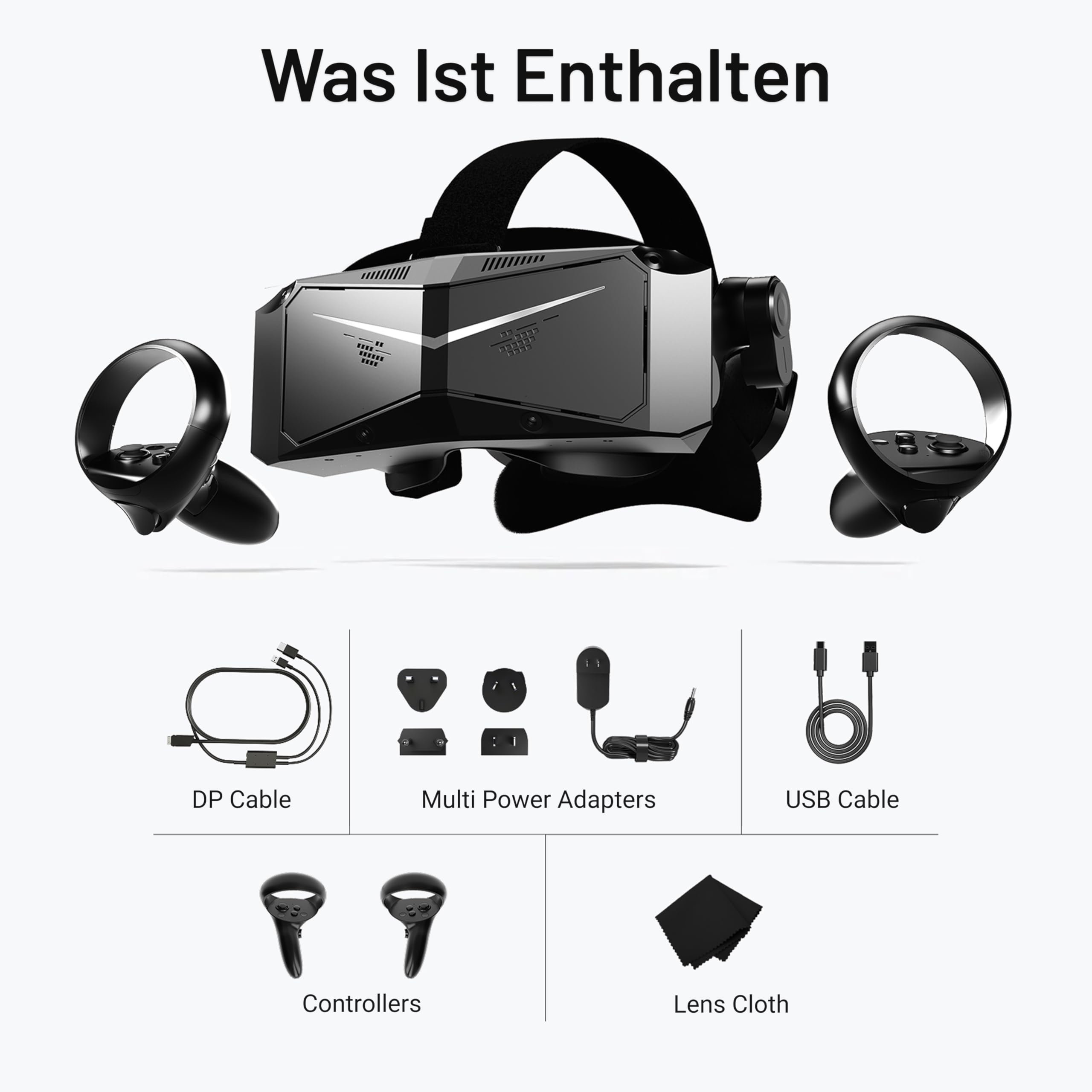 Pimax Crystal Light Hochauflösendes PC VR-Headset & VR-Brille mit 8K-Auflösung & 120Hz – Für SteamVR-Spiele, Flug- & Rennsimulatoren – Inklusive Controller, Vollzahlungs-Version