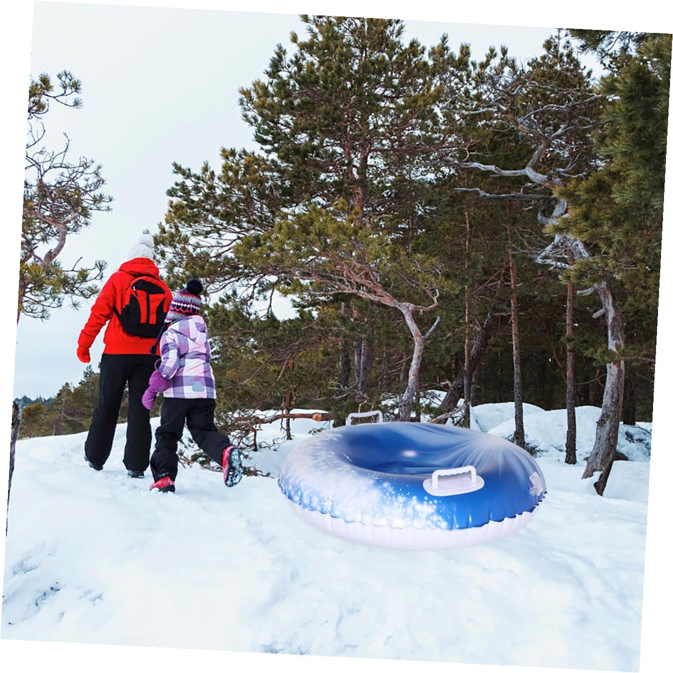 KICHOUSE Heavy Duty Inflatable Snow Tube with Handles PVC Winter Sports Sledding Tire for Teens Outdoor Snow Tubes Sled Winter Fun