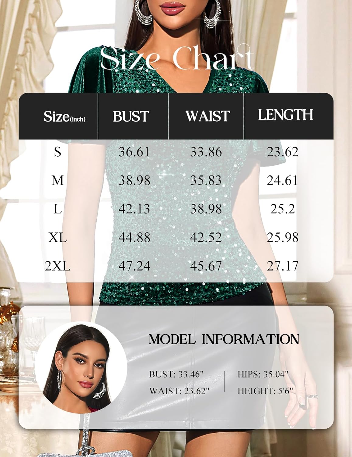 DRESSTELLS Womens Sequin Tops V Neck Ruffle Sleeve Sparkly Blouses for Party Disco Concert Outfits - Image 5