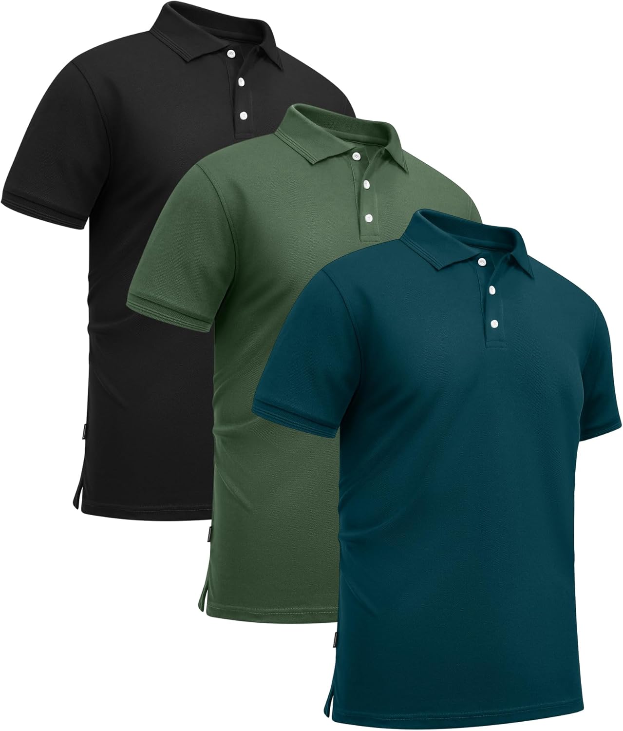 ZITY 3 Pack Mens Polo Shirts Short Sleeve Sports Moisture-Wicking Golf Shirt Business Causal Summer Tops