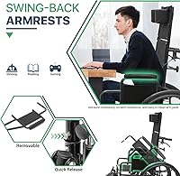 Vista 5 de Magshion Silla de ruedas plegable de respaldo alto para adultos de 300 libras, silla de ruedas reclinable autopropulsada todo terreno resistente