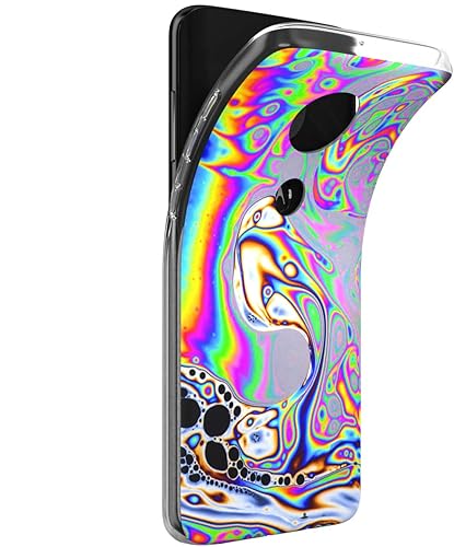 Miniatura 6 de Mertak Funda para teléfono compatible con Motorola Edge + Moto G9 G8 Plus G7 Play Power Z4 Diseño Minimalista TPU Abstracto Grunge Niñas Negro