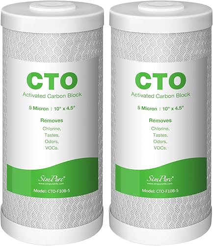 Miniatura 29 de SimPure Cartuchos de filtro de agua para toda la casa 5 micrones 20" x 4.5" PP+GAC+CTO Juego de filtros de carbono y sedimentos de 3 etapas