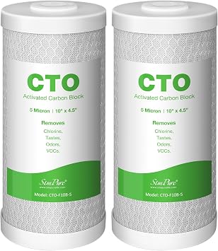 SimPure 5 Micron 10" x 4.5" CTO Carbon Whole House Water Filter Cartridge