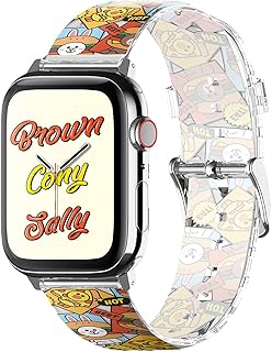 elago l LINE FRIENDS Burger Time Band Compatible with Apple Watch Band 38mm 40mm 41mm compatible with iWatch Series 8/SE2/7/6/SE/5/4/3/2/1, Soft Protective Strap [Official Merchandise] (Cartoon Set)