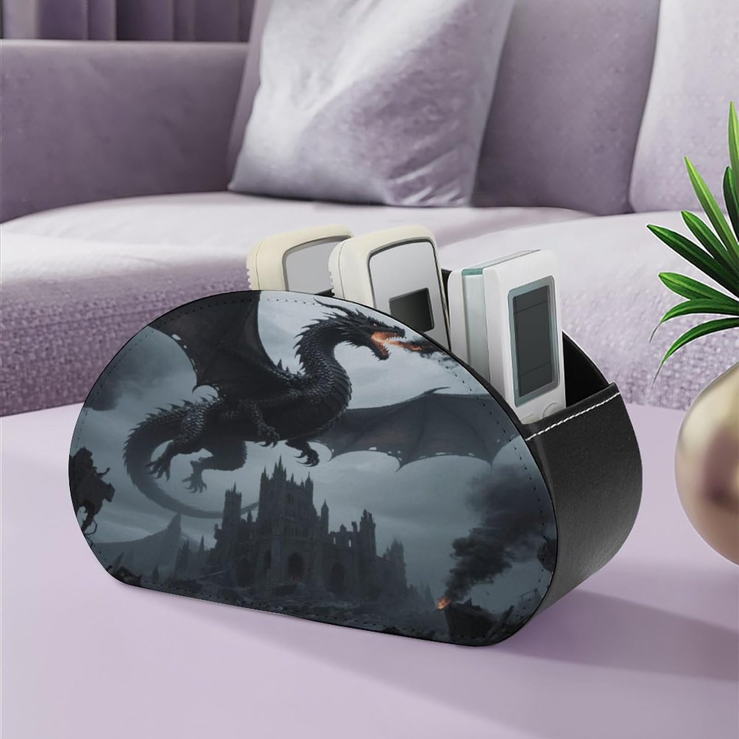 Personalized PU Leather Remote Control Holder with 5 Compartments image 5