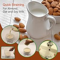 Vista 4 de Paquete de 4 bolsas de leche de nueces para colar de 12 x 12 pulgadas, bolsa de estopilla reutilizable, 200 coladores de nailon de malla, bolsa