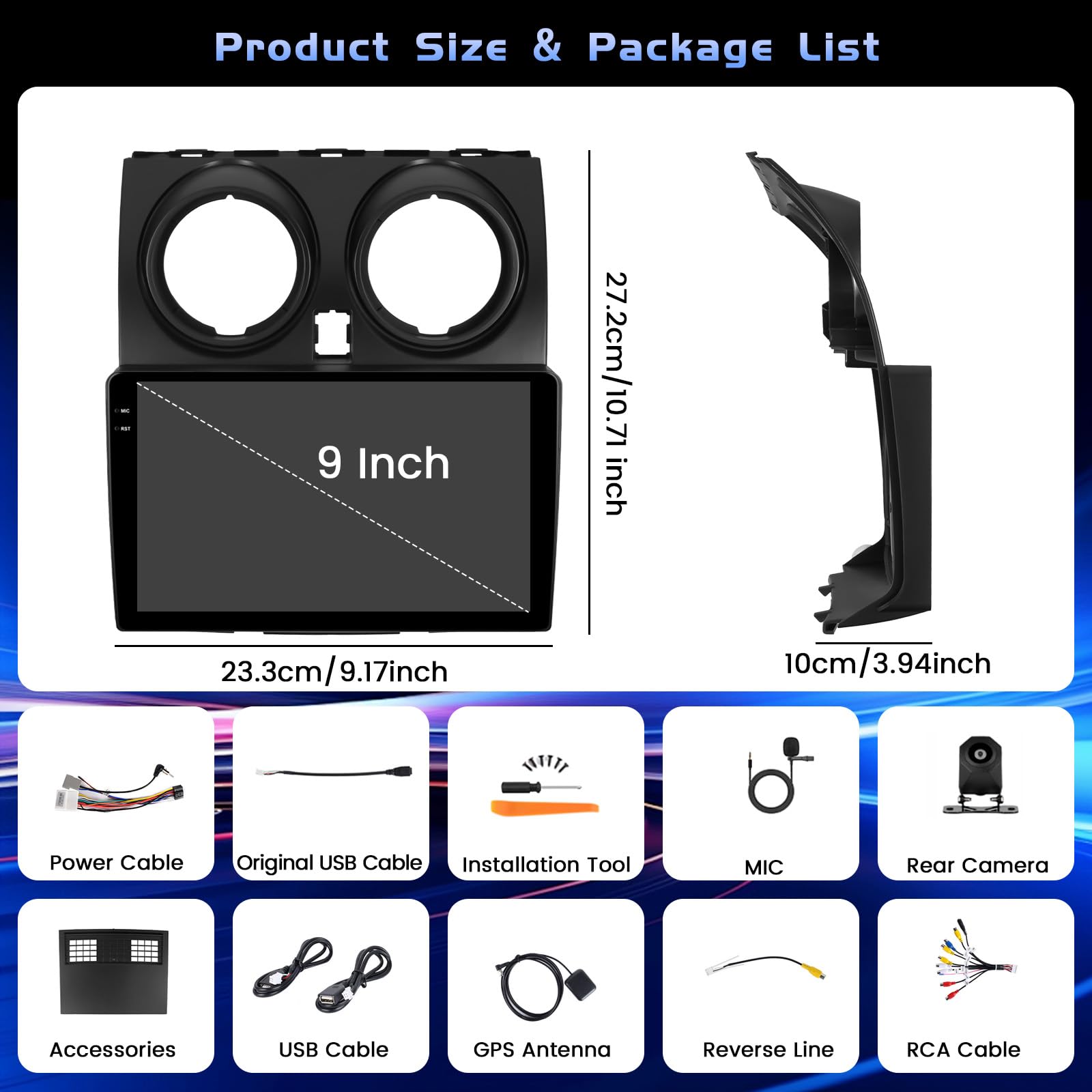 4+64G Autoradio Android per Nissan Qashqai J10 2006-2016 Wireless Carplay 9''Incell Schermo per Auto Android Auto WiFi Touchscreen Bluetooth5.0 GPS Retrocamera