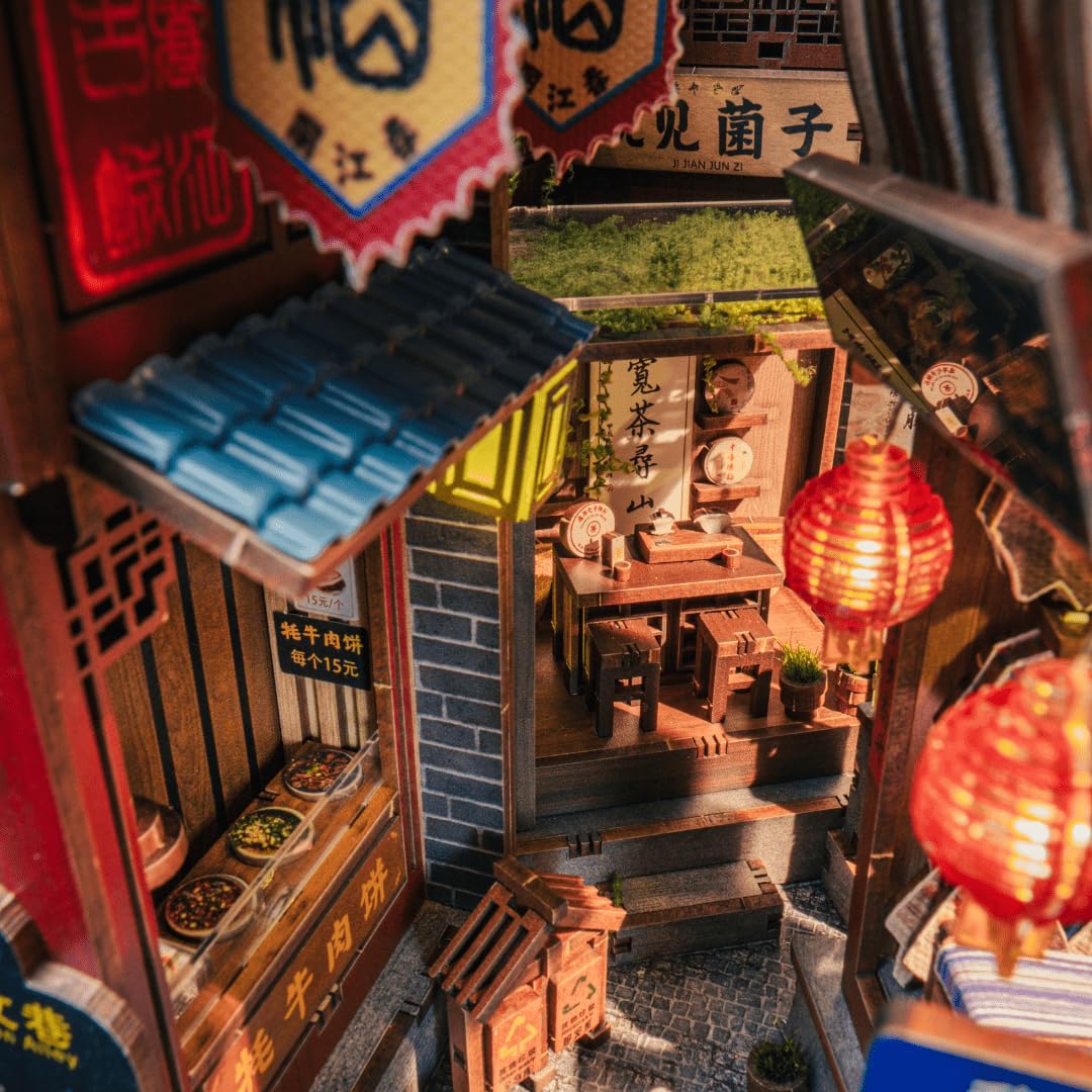 Anavrin Lijiang - Kit per angolo libro in legno 3D fai da te, per adulti, adolescenti e amanti dei libri, decorazione per libreria, regalo creativo per familiari, amici e anziani