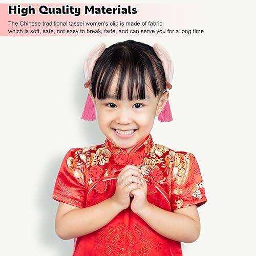 Miniatura 5 de 1 par de pinzas de pelo de estilo chino para bebés pinzas de pelo de bebé de Año Nuevo pinzas de cocodrilo accesorios para el cabello bolas peludas