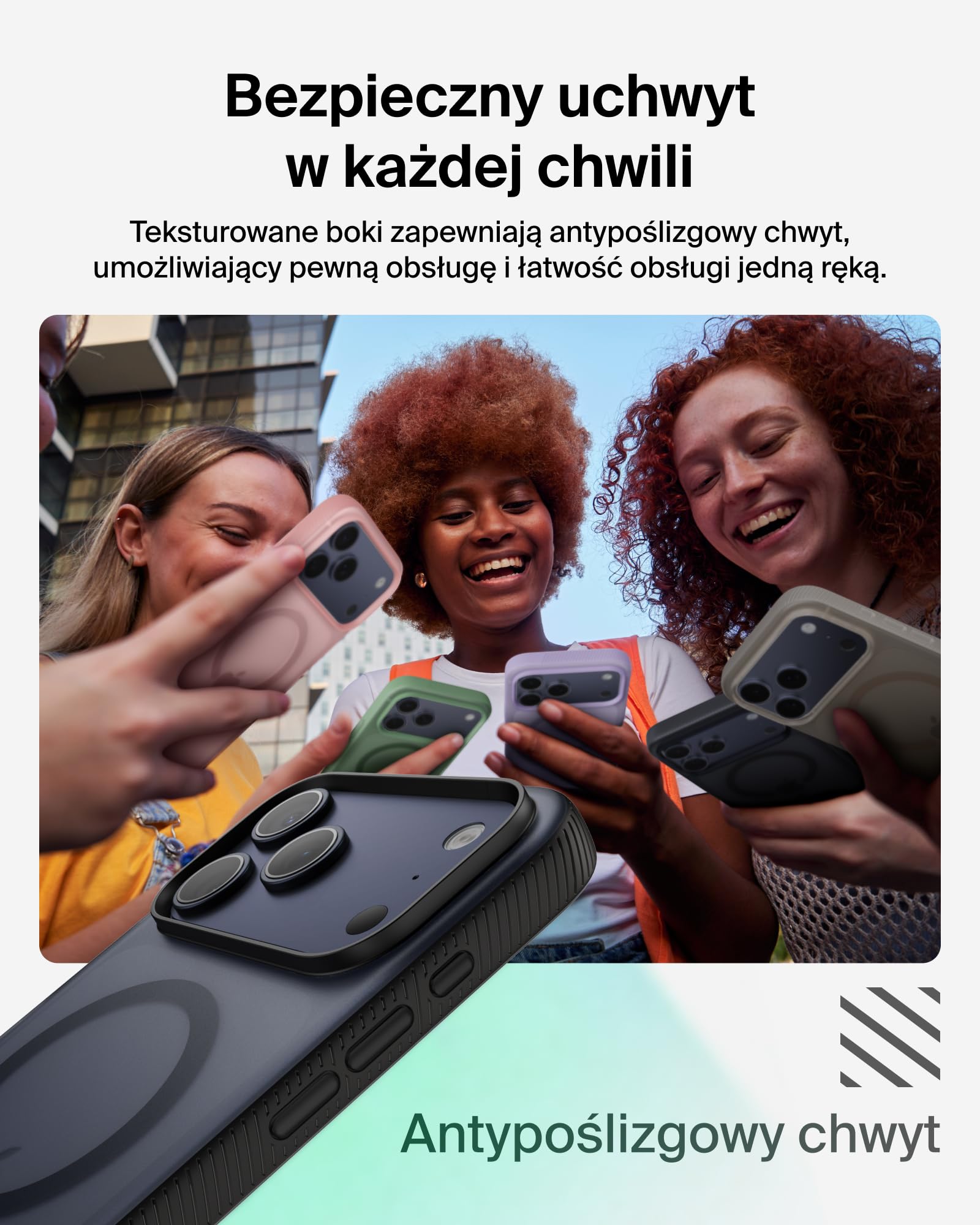 Belkin SheerForce Grip Zgodne z MagSafe Etui na Telefon iPhone 17 Pro Max, Niskoprofilowe z Antypoślizgowymi Bokami – Magnetyczne, Przezroczyste i Odporne na Uderzenia Etui do iPhone'a – Czarne