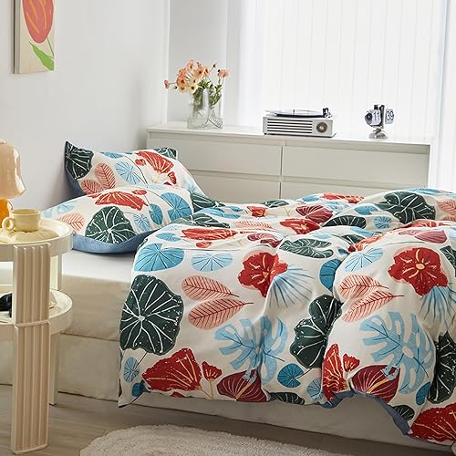 Miniatura 3 de FELTYBED Juego de edredón de tamaño Queen, edredón alternativo al plumón para niñas, juego de cama floral, edredón de microfibra ligera con 2 fundas