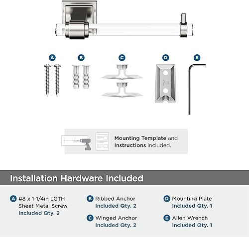Vista 228 de Amerock BH36062CG10 - Toallero de mano Glacio de 5-7/16 pulgadas de longitud para pared de baño y cocina pequeña, accesorios de baño Transparente